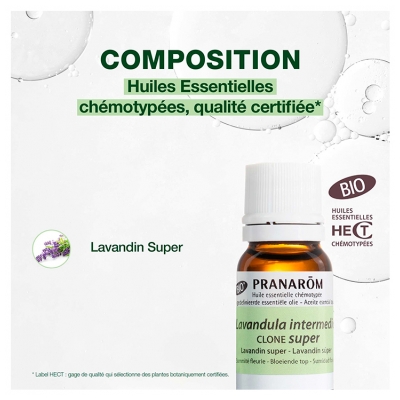 Pranarôm Huile Essentielle Lavandin Super Bio Lavandula X Intermedia Super Sommité Fleurie 10 ml