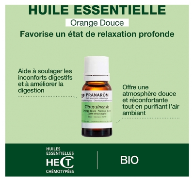 Pranarôm Huile Essentielle Orange Douce Bio Citrus Sinensis Zeste Hect 10 ml
