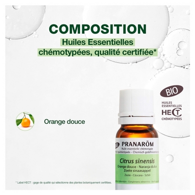 Pranarôm Huile Essentielle Orange Douce Bio Citrus Sinensis Zeste Hect 10 ml
