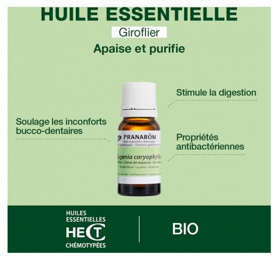 Pranarôm Huile Essentielle Giroflier Bio Eugenia Caryophyllus Bouton Floral Hect 10 ml