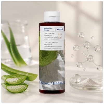 Korres Gel Douche Nettoyant Corporel Lime Gingembre 250 ml
