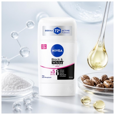 Nivea Black & White Invisible Anti-Transpirant Déodorant 72H 50 ml