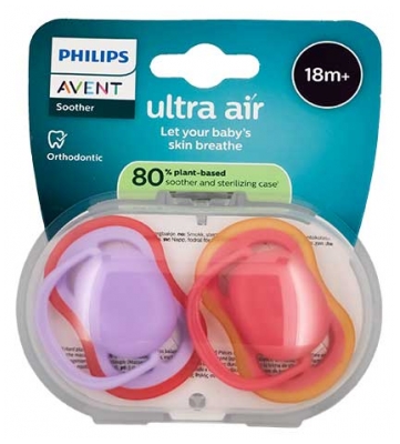 Avent Ultra Air 2 Sucettes Orthodontiques Dès 18 Mois - Couleur : Violet et Rose