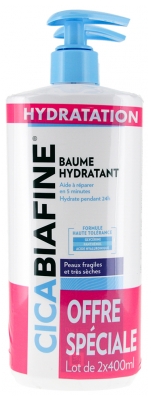 CicaBiafine Baume Hydratant Anti-Dessèchement Peaux Fragiles Lot de 2 x 400 ml