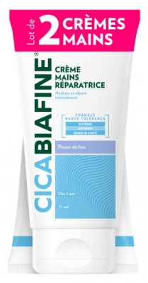 CicaBiafine Crème Mains Réparatrice Peaux Sèches Lot de 2 x 75 ml