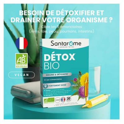 Santarome Bio Détox Draine & Détoxifie Bio 20 Ampoules