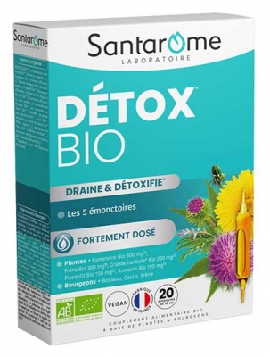Santarome Bio Détox Draine & Détoxifie Bio 20 Ampoules