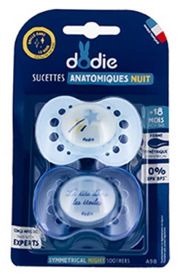 Dodie 2 Sucettes Anatomiques 18 Mois et + Nuit 