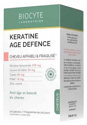 Biocyte Kératine Age Defence Cheveu Fragilisé & Affaibli 120 Gélules