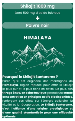 Santarome Shilajit 1000 mg 2 Mois 60 Gélules