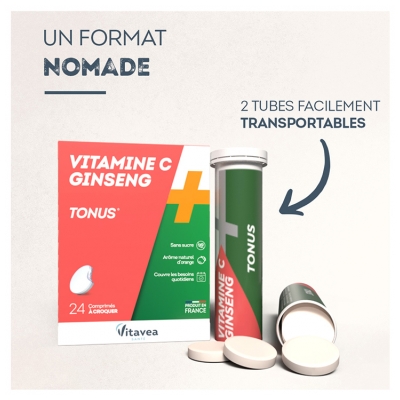 Vitavea Vitamine C + Ginseng Tonus 24 Comprimés à Croquer