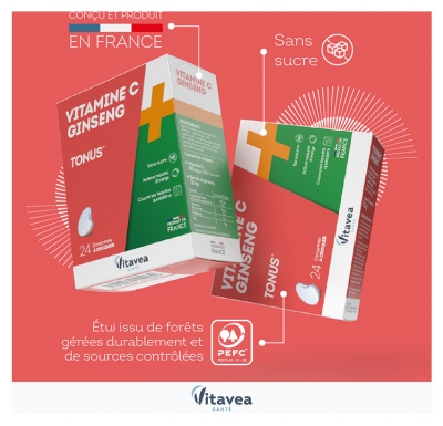 Vitavea Vitamine C + Ginseng Tonus 24 Comprimés à Croquer