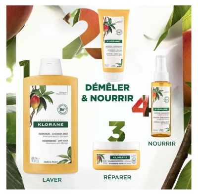Klorane Nutrition - Cheveux Secs Après-Shampoing Nourrissant et Éclat à la Mangue 50 ml