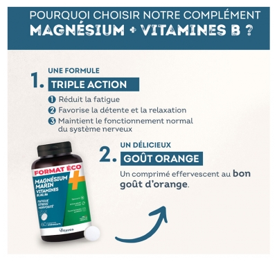 Vitavea Magnésium Marin 300 mg + Vitamines B1 B2 B6 B9 B12 60 Comprimés Effervescents