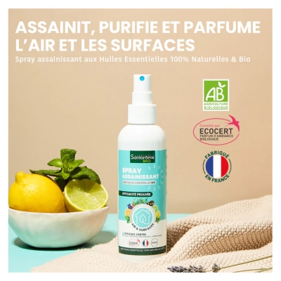Santarome Spray Assainissant Bio 20 Huiles Essentielles Air & Surfaces 200 ml