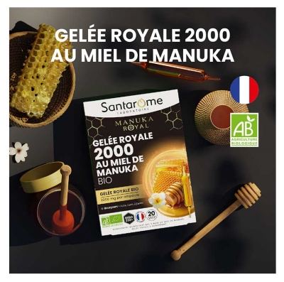 Santarome Bio Gelée Royale 2000 Miel de Manuka Bio 20 Ampoules de 10 ml