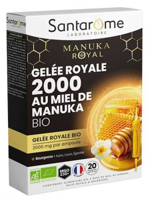 Santarome Bio Gelée Royale 2000 Miel de Manuka Bio 20 Ampoules de 10 ml