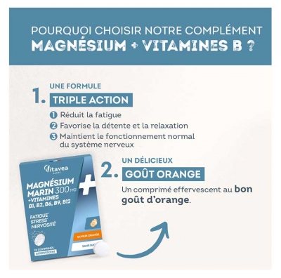 Vitavea Détente Magnésium + Vitamines B1 B2 B6 B9 B12 24 Comprimés Effervescents