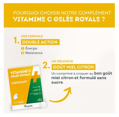 Vitavea Vitamine C + Gelee Royale 24 Comprimés à Croquer