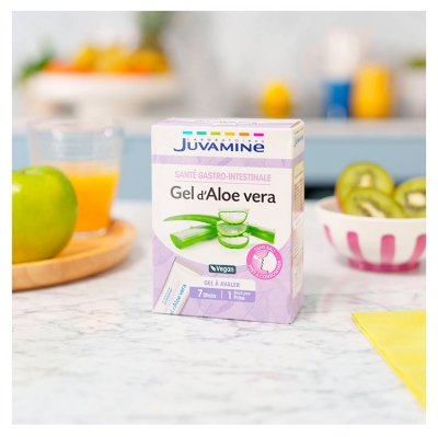 Juvamine Gel d'Aloe Vera Santé Gastro-Intestinale 7 Sticks de Gel à Avaler
