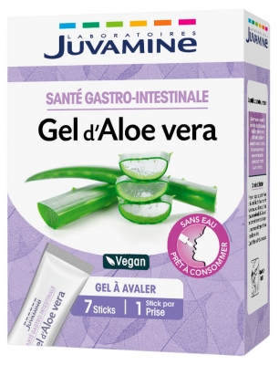 Juvamine Gel d'Aloe Vera Santé Gastro-Intestinale 7 Sticks de Gel à Avaler