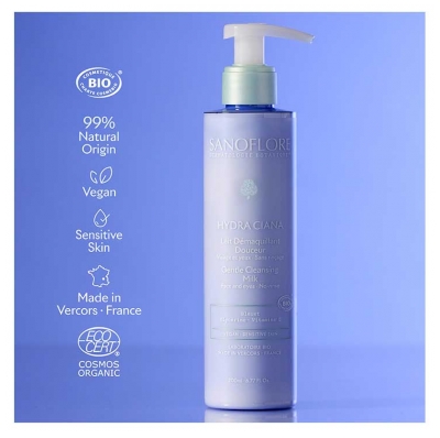 Sanoflore Hydra Ciana Lait Démaquillant Douceur Visage et Yeux Bio 200 ml