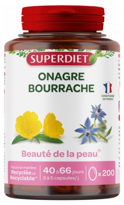 Superdiet Huiles Onagre et Bourrache - 200 Capsules
