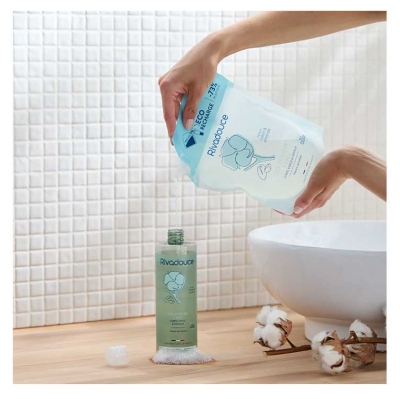 Rivadouce Gel Douche 3en1 Coton & Amande Corps Visage Cheveux Éco-Recharge 750 ml