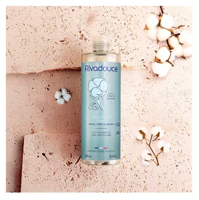 Rivadouce Gel Douche 3en1 Coton & Amande Corps Visage Cheveux 400 ml