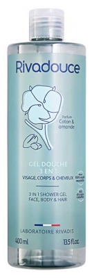 Rivadouce Gel Douche 3en1 Coton & Amande Corps Visage Cheveux 400 ml