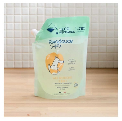 Rivadouce Les Loupiots Chapeau l'Abricot Gel Douche 3en1 Éco-Recharge 750 ml
