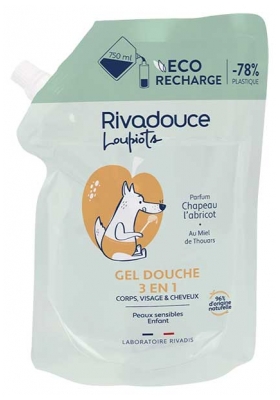 Rivadouce Les Loupiots Chapeau l'Abricot Gel Douche 3en1 Éco-Recharge 750 ml