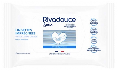 Rivadouce Soins Lingettes Imprégnées Sans Rinçage 50 Lingettes