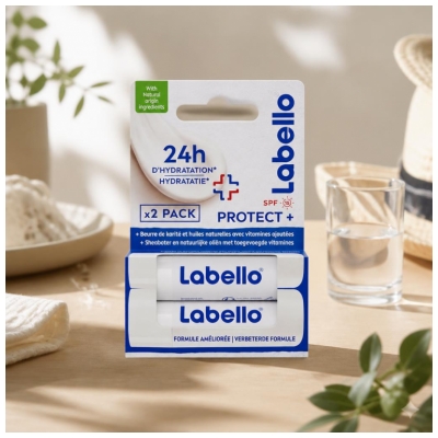Labello Protect+ Soins des Lèvres SPF15 Lot de 2 x 4,8 g
