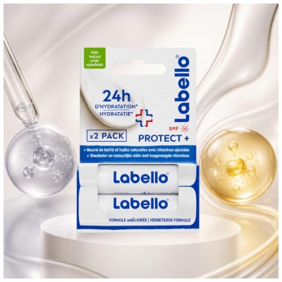 Labello Protect+ Soins des Lèvres SPF15 Lot de 2 x 4,8 g