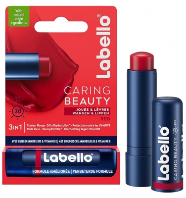 Labello Caring Beauty Lèvres et Joues SPF30 4,8 g - Teinte : Red