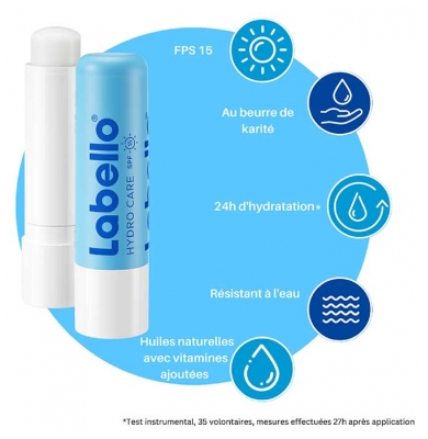 Labello Hydro Care Soin des Lèvres SPF15 Lot de 2 x 4,8 g