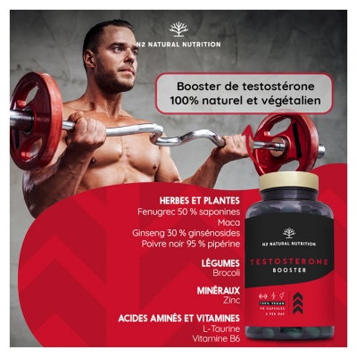 N2 Natural Nutrition Testosterone Booster 45 Jours 90 Capsules