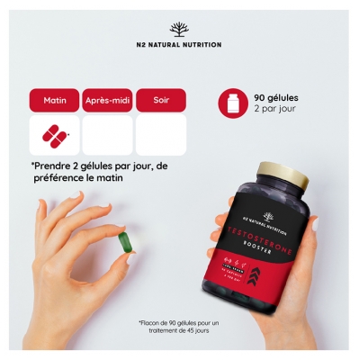 N2 Natural Nutrition Testosterone Booster 45 Jours 90 Capsules