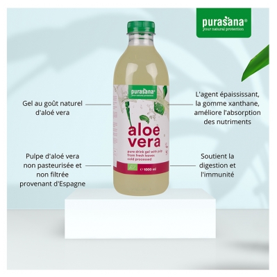 Purasana Aloé Vera Gel à Boire avec Pulpe Biologique 1 Litre
