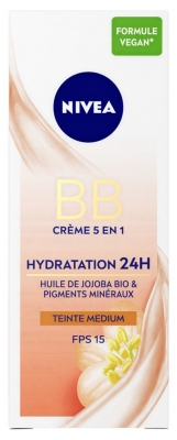 Nivea BB Crème 5en1 Hydratation 24H à l'Huile de Jojoba SPF15 50 ml - Teinte : Médium