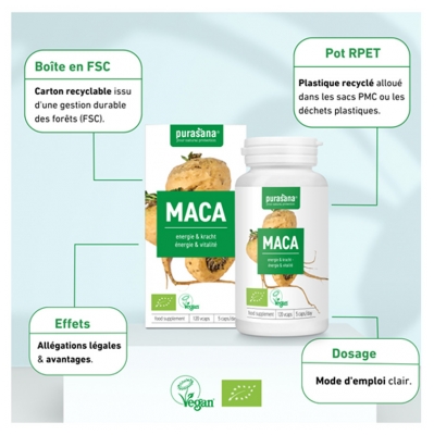 Purasana Vegan Maca Bio 120 Gélules