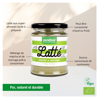 Purasana Latté Matcha x Moringa Bio 120 Grammes