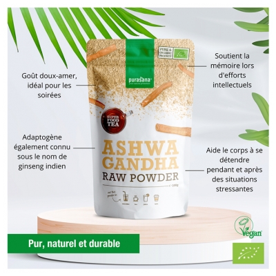 Purasana Super Food Tea Ashwagandha en Poudre Bio 100 g