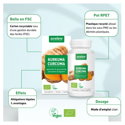 Purasana Vegan Curcuma Bio 120 Gélules