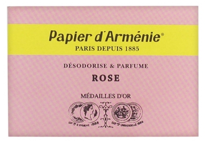 Papier d'Arménie Rose Désodorise & Parfume 12 feuilles de 3 lamelles