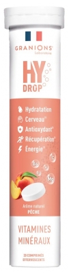 Granions HyDrop Hydratation Vitamines Minéraux 20 Comprimés Effervescents - Goût : Pêche