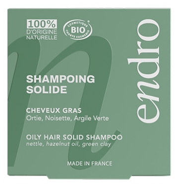 Endro Shampoing Solide Cheveux Gras Ortie Noisette et Argile Verte Bio 80 ml