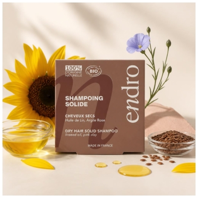 Endro Shampoing Solide Cheveux Secs Huile de Lin Argile Bio Bio 80 ml