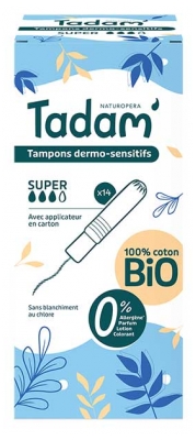 Tadam' Tampons Dermo-Sensitifs avec Applicateur Super Bio 14 Unités